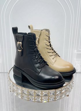 皇冠专柜正品Roberta诺贝达女鞋RA16201时尚百搭饰扣马丁靴