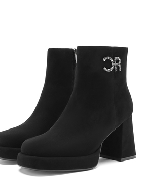 Roberta诺贝达女鞋专柜正品2023冬靴厚底粗跟短靴女靴RA237512