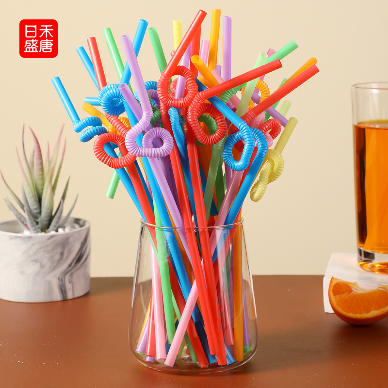 一次性彩虹長吸管食品級材質