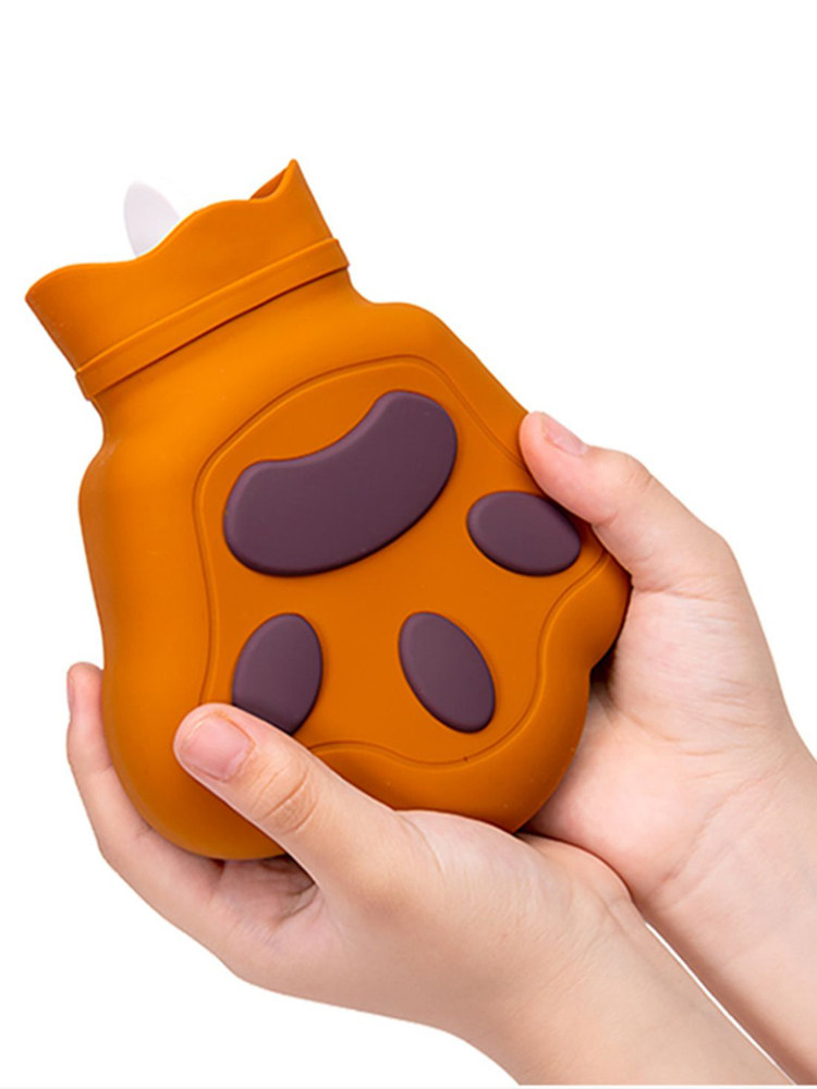Q 귀여운 곰 발 미니 손 따뜻하게 가방 물이 채워진 작은 배꼽 따뜻한 뜨거운 물 가방 손 따뜻하게  손 커버 따뜻한 배꼽