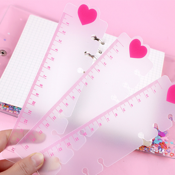 粉色爱心活页少女心书签分类尺子