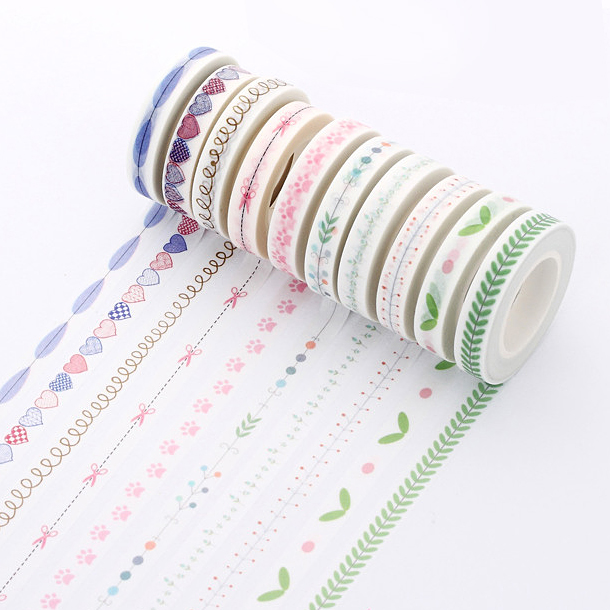 日系小清新盐系花边手账和纸胶带