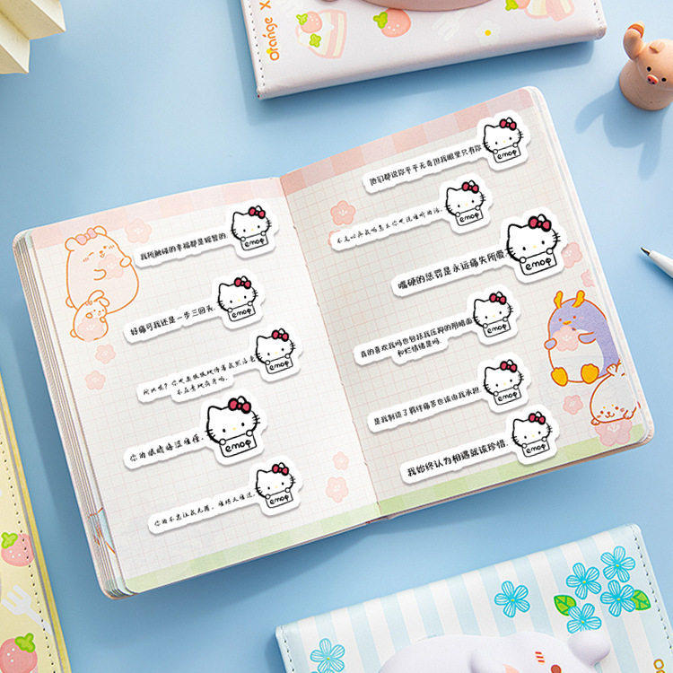 伤感kitty文字手机贴纸卡通凯蒂猫手帐创意100张笔记本电脑装饰