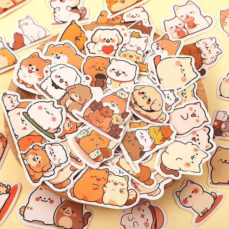 猫咪和小狗贴纸卡通可爱手账手机壳相册防水装饰女孩儿童动物贴画,文具电教/文化用品/商务用品,贴纸/立体贴纸,淘宝优惠券,粉丝福利购,淘宝优惠卷
