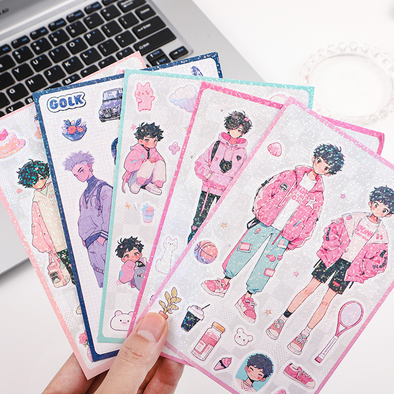 腻歪熊原创男孩咕卡贴纸高颜值