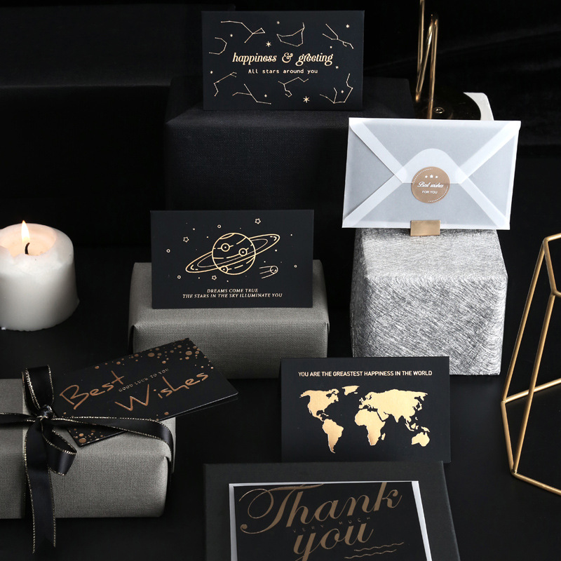 烫金高档韩国生日贺卡祝福新年创意手写圣诞感恩节折叠简约小卡片