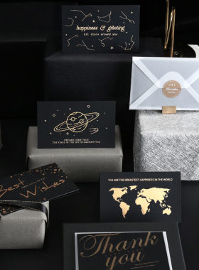 烫金高档韩国生日贺卡祝福新年创意手写圣诞感恩节折叠简约小卡片