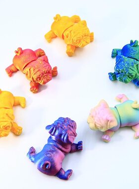 3D打印哈巴狗八哥摆件模型儿童玩具礼物跨境摆摊动物模型大全关节