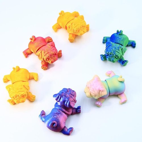 3D打印哈巴狗八哥摆件模型儿童玩具礼物跨境摆摊动物模型大全关节