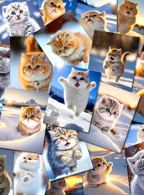 可爱ins奶萌猫咪贴纸小图案手机韩系高颜值手帐装饰儿童贴画