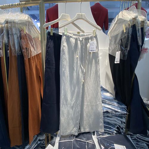 韩氏伊人女裤2026夏季新款HS7706天丝亚麻阔腿薄款休闲女长裤子