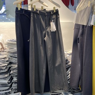 韩氏伊人女裤2026春季新款HS9608窄版筒裤绵羊毛显瘦A版阔腿裤子