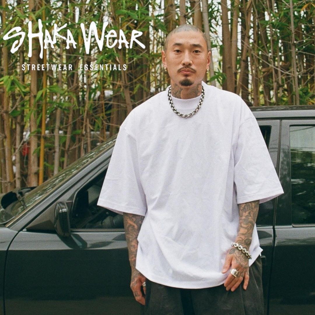 美国进口Shaka Wear OS五分袖宽松纯色重磅小领口街舞说唱短袖T恤