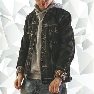 日系陈冠希工装复古余文乐修身牛仔外套男衣原宿风秋冬夹克潮牌