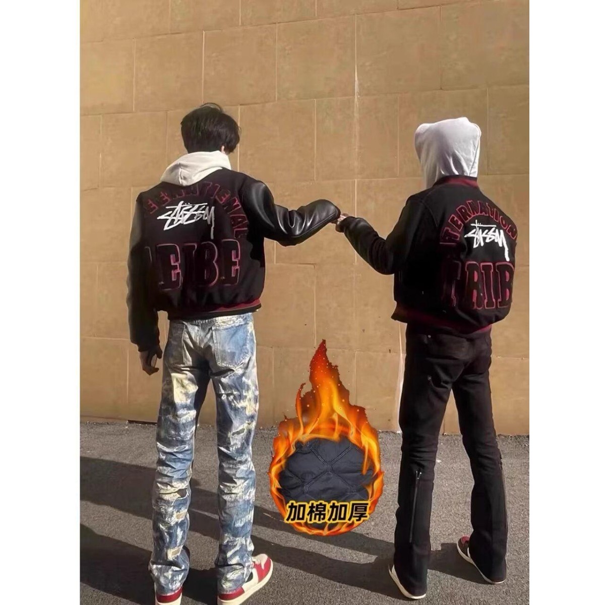 周年35th外套夹棉棒球服美式嘻哈宽松夹克风男短款cleanfit潮chic