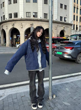 AHCN志存高远美式复古重工水洗底特律工装夹克男女时尚外套潮