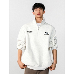 重磅美式半拉链卫衣男款秋冬男士内搭上衣长袖男生无帽外套2026年