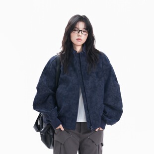 考拉同款美式街头设计感皮衣外套女秋季宽松飞行夹克