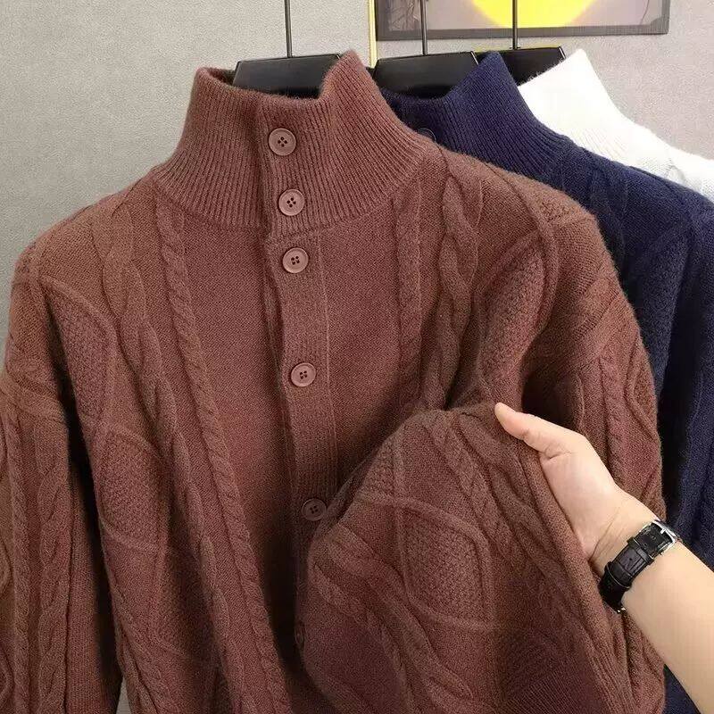 纯色立领纽扣开衫毛衣外套休闲慵懒针织外套男女2026年小众潮炸街