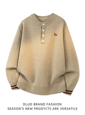 P45网图MY80 重磅北极绒刺绣毛衣 卡其 黑色M到2XL