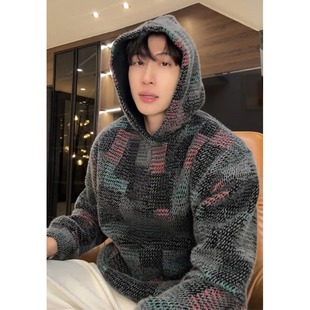 cleanfit小香风撞色绒面卫衣男款 老钱风复古内搭上衣 慵懒风针织衫