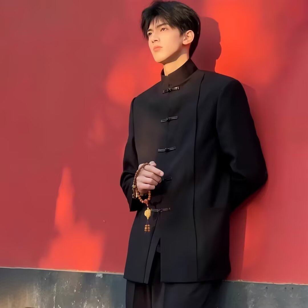 新中式国风西装外套男款春秋季高级感痞帅民国学生装中山夹克西服