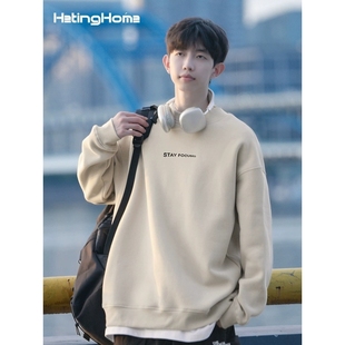 套头简约潮流上衣 秋冬宽松长袖 圆领卫衣男美式 2025新款