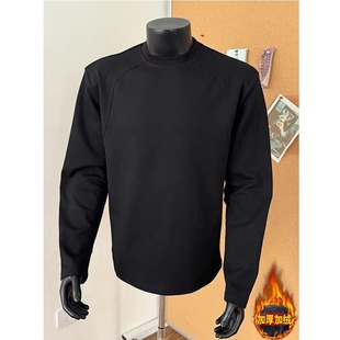 圆领卫衣男2025新款 宽松休闲重磅上衣外套 春秋冬无帽灰色加绒长袖