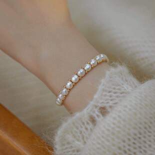 赛赛莉安小众设计天然淡水珍珠14K包金轻奢气质手链ins个性叠戴女