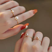 赛赛莉安高品质淡水珍珠14K包金戒指轻奢通勤气质不掉色ins百搭女