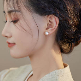超值回馈 天然巴洛克淡水珍珠S925纯银耳钉简约耳环无耳洞耳夹女