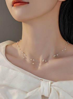 人鱼之泪满天星天然珍珠隐形项链