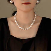 高级感复古港风毛衣链轻奢 正圆施家珍珠项链ins倪妮同款 经典 法式