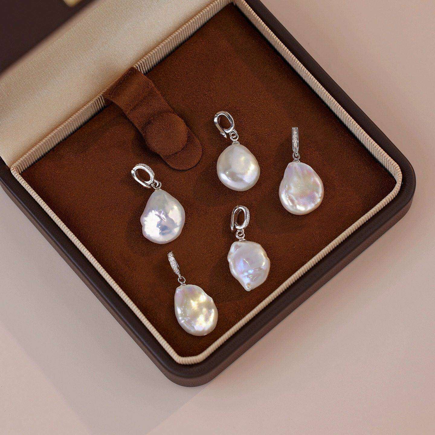 特价清仓！炫彩巴洛克淡水珍珠s925纯银万能扣项链吊坠简约气质女