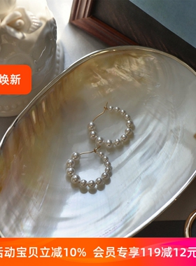 CECILIA原创冷淡风优雅耳圈14k包金法式耳环珍珠ins网红简约气质