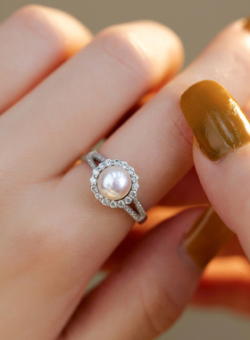 轻奢气质淡水珍珠纯银戒指