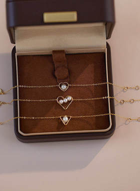 赛赛莉安天然淡水珍珠14K包金几何手链简约气质叠戴百搭爱心通勤