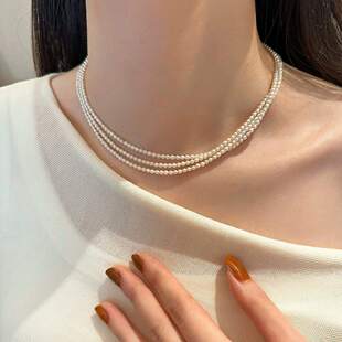 赛赛莉安罕见小粒baby天然淡水珍珠锁骨项链叠戴轻奢气质2025年新