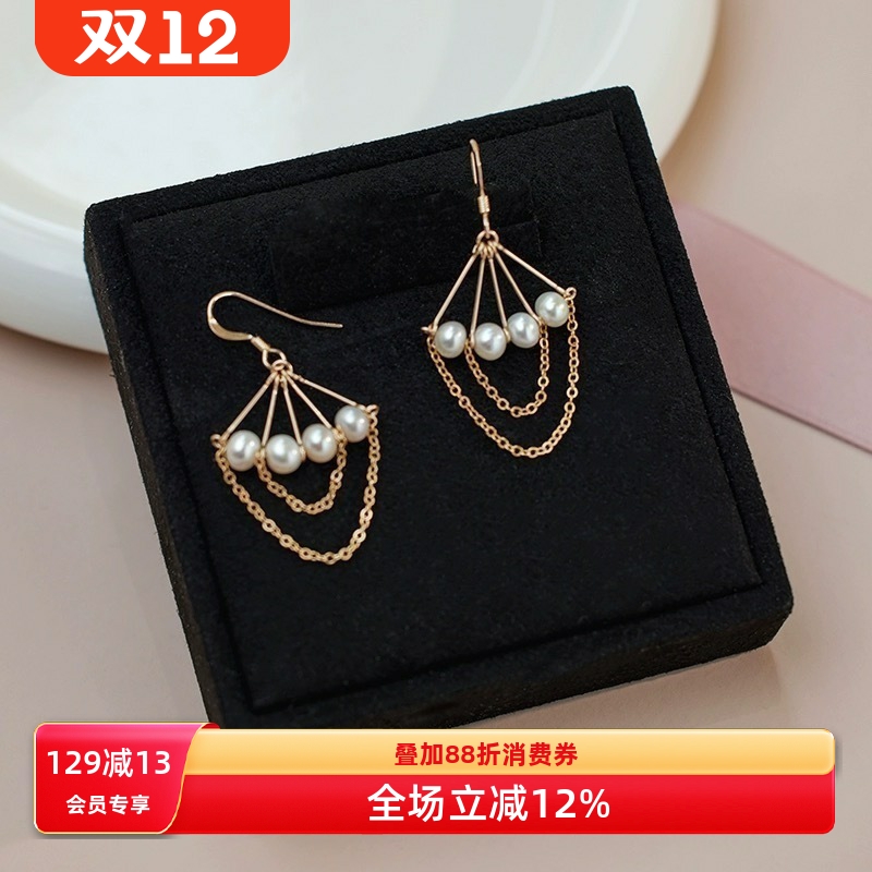 珠帘蕾丝淡水珍珠轻奢耳环