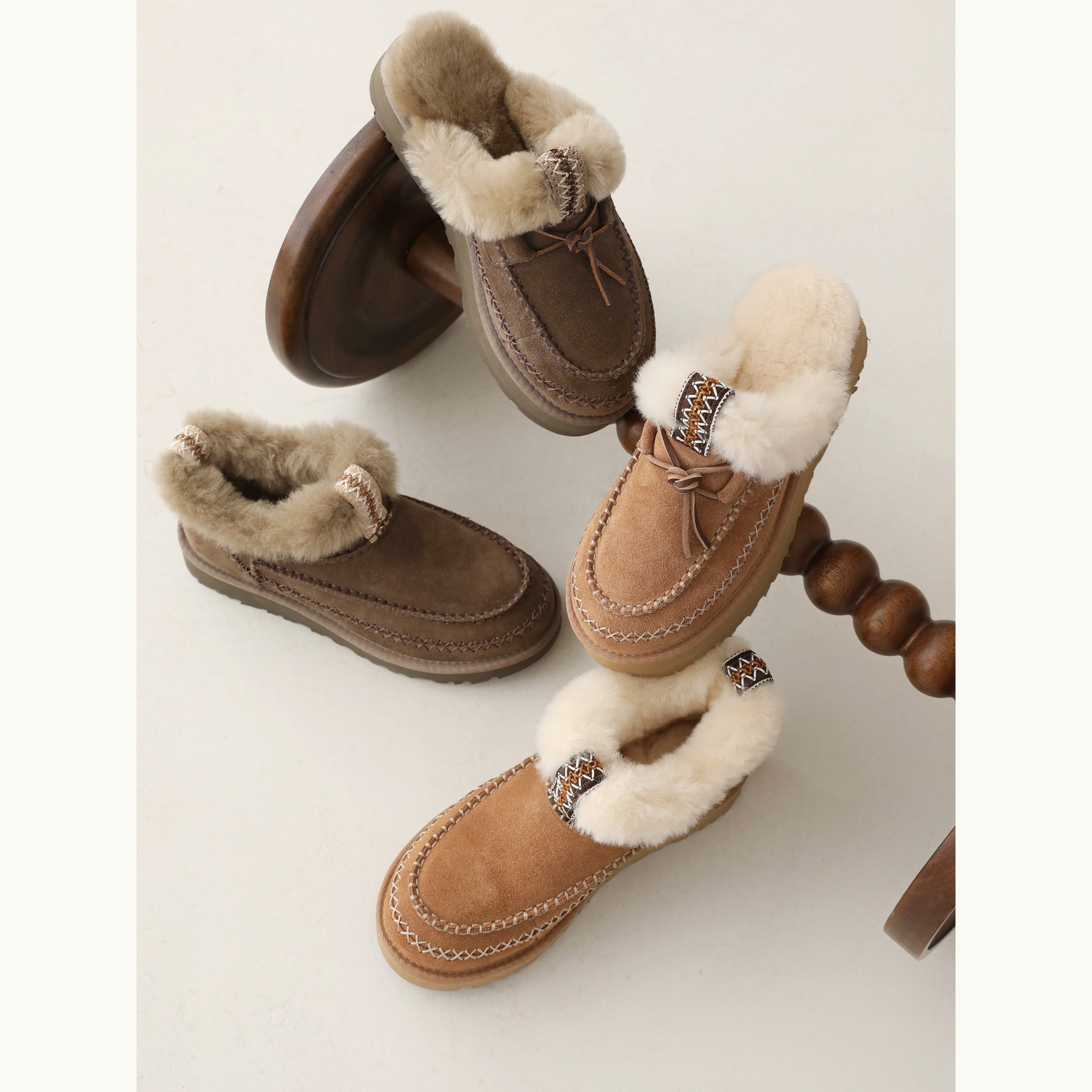 InkingPot彭姐 冬新款保暖雪地靴女厚底皮毛一体民族风阿尔派短靴