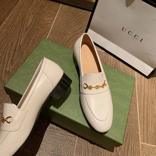 一脚蹬圆头真皮粗跟单鞋 InkingPot彭姐 女 中跟乐福鞋 款 经典 四季