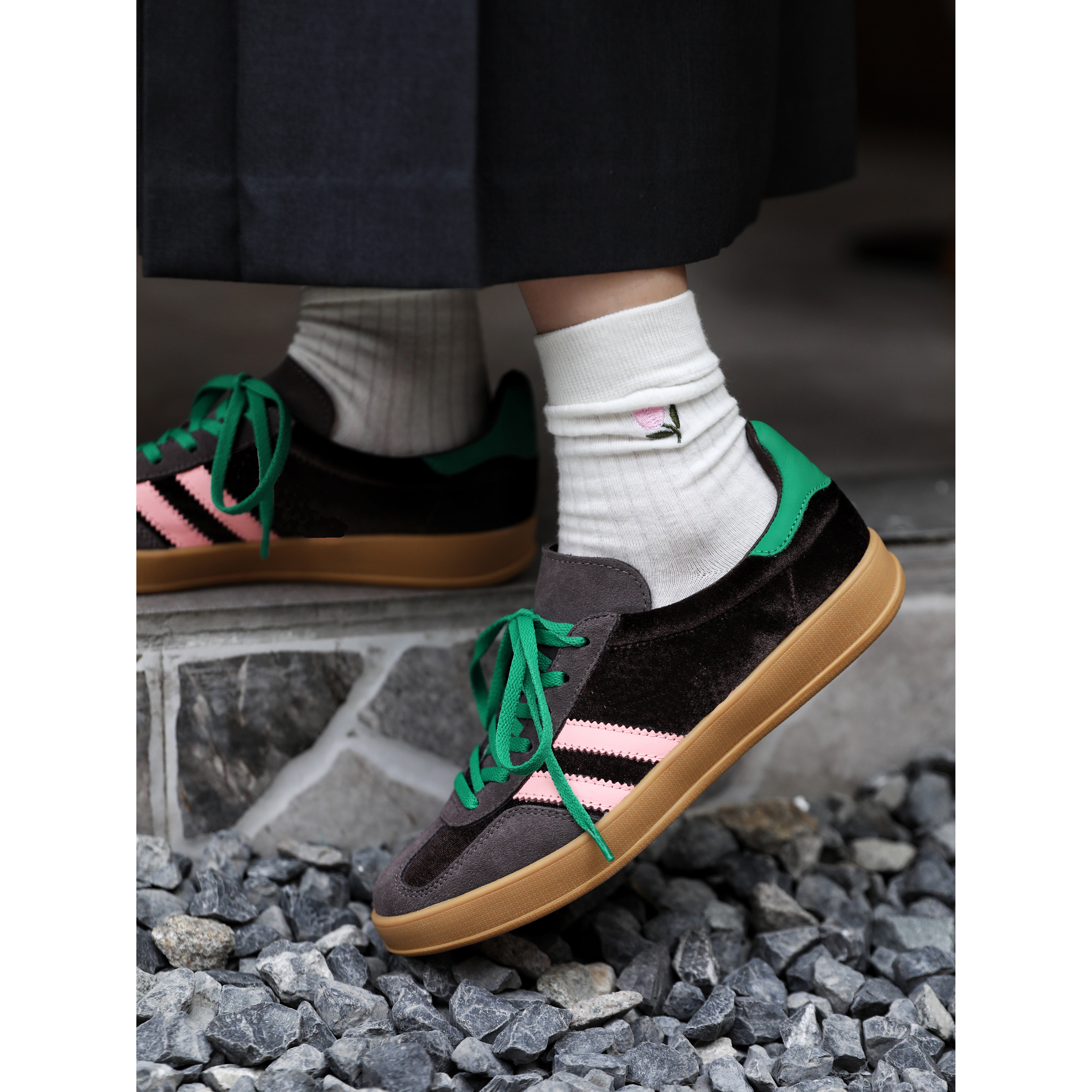 InkingPot彭姐 复古丝绒德训鞋女2025年真皮平底运动休闲鞋板鞋,女鞋,休闲板鞋,淘宝优惠券,粉丝福利购,淘宝优惠卷