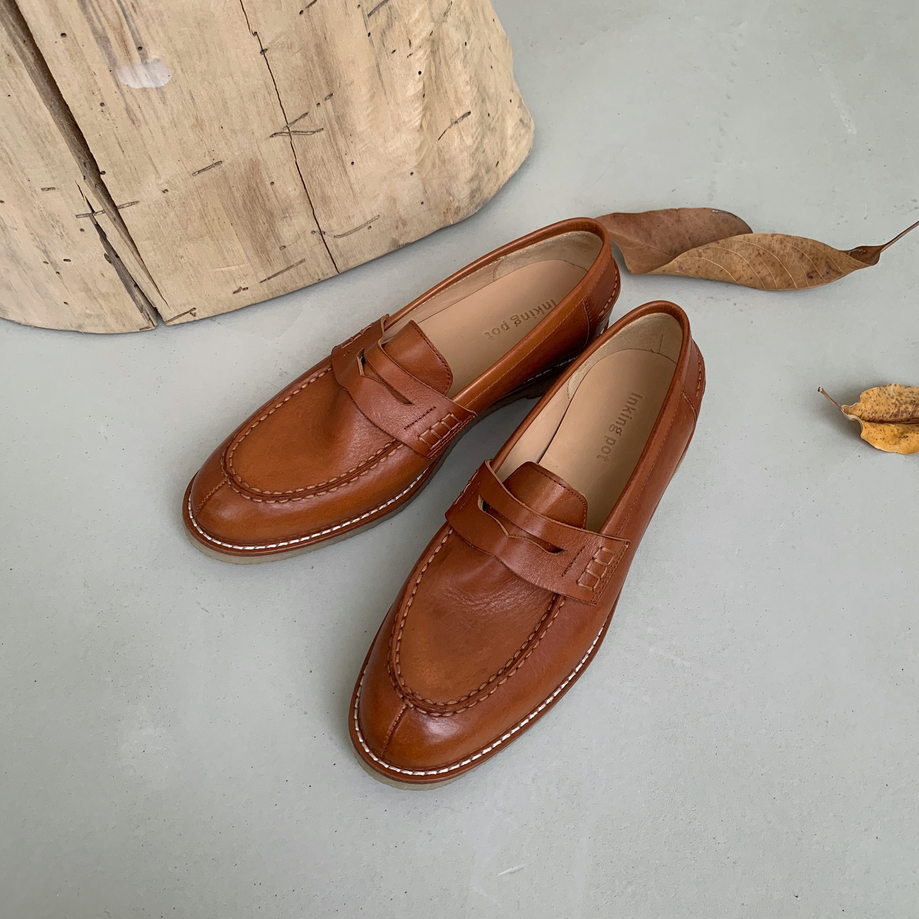 InkingPot厚底粗跟复古乐福鞋