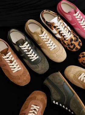 InkingPot彭姐 2025春夏真皮复古拼色DVN德训鞋3.5cm内增高休闲鞋