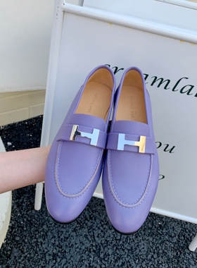 Inking Pot彭姐新款低跟圆头真皮单鞋乐福懒人鞋平跟皮鞋女