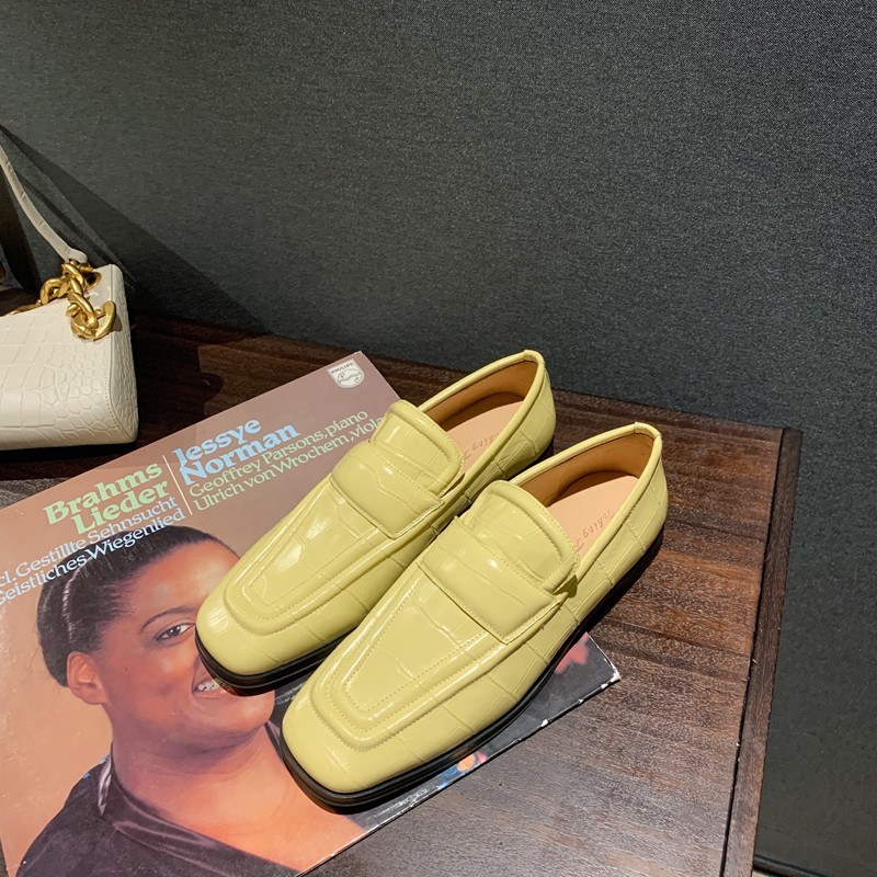 新款乐福鞋一脚蹬懒人鳄鱼纹方头