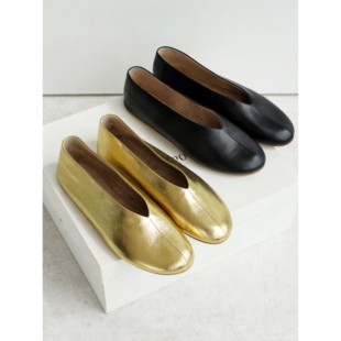 InkingPot彭姐 row风法式复古圆头超软平底单鞋女真皮舒适奶奶鞋