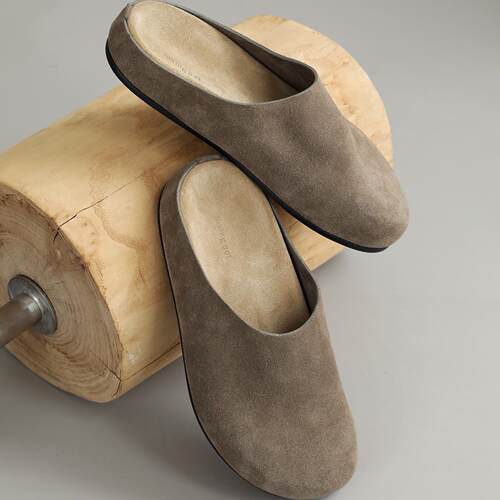 彭姐复古row家真皮厚底包头半拖