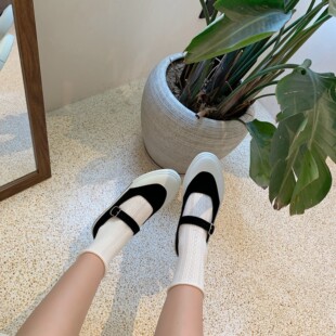 学院女神平底轻便休闲鞋 复古牛皮反毛皮平底单鞋 InkingPot彭姐