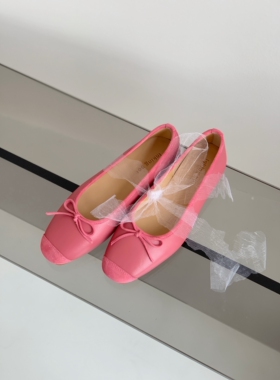 InkingPot彭姐 法式小羊皮方头蝴蝶结粗跟芭蕾鞋女平底春秋单鞋